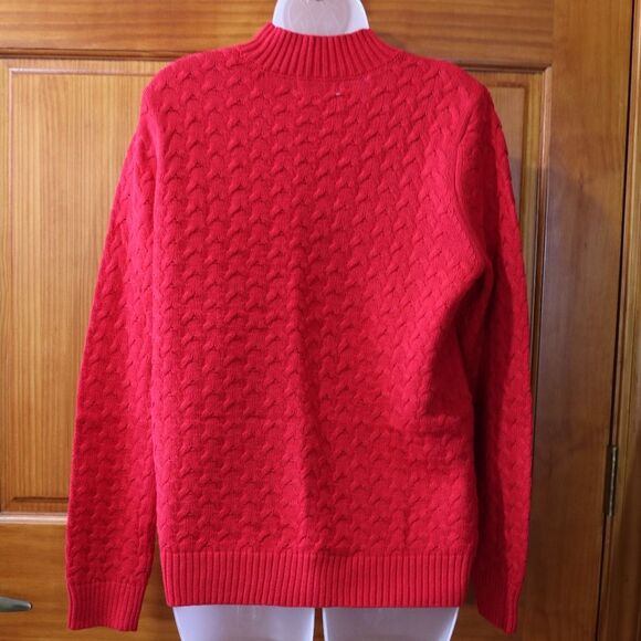 Vintage Studio Works Red Knit Sweater Beautiful Textured Cable Knit Large - Picture 9 of 14